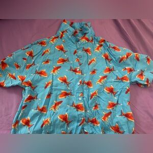 Forever 21 Blue Top with Orange Fish Design